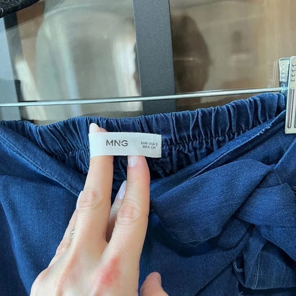 Mango Wrap Top Skirt Set Lyocell Chambray dark wash denim crop high waisted - Picture 6 of 12